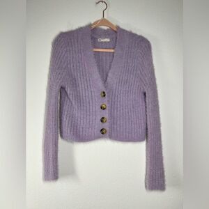 STR Purple Ribbed Cropped Cardigan Size S Lashed